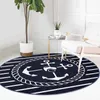 Carpets Nautical Circular Carpet for Living Room Anti Slip Bedside Area Rug for Bedroom Floor Mats for Home Room Decoration Aesthetic R230801