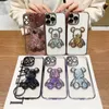 حالات الهاتف الخليوي لـ iPhone 14Pro Cartoon Bear Quicks و Glitter Case for iPhone 14 Pro Max 13 12 11 X XR XS 8 7 Plus Bling Plating Luxury Cover L230731