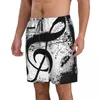 Men's Shorts Men Beach Short Quick-drying Swimming Trunk Black Music Note Abstract Swimwear Swimsuit Bathing