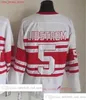 Movie Vintage Hockey 5 Nicklas Lidstrom Jerseys CCM Embroidery 9 Gordie Howe 4 Gordie Howe 7 Ted Lindsay 10 Alex Delvecchio Jersey Red White Green Men