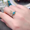 Cluster-Ringe FS Natürlicher blauer Opal S925 Sterling Silber Modellierring Mode Feiner Charme Damen Hochzeit Schmuck MeiBaPJ-Stil