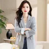 Damespakken Koreaanse stijl Vrouwen Smart Casual Blazers Kaki Grijs Zwart Gestreept Manchet Ontwerp Colberts Kantoor Dame Vrije tijd Outfits 4 Seizoen