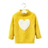 T-shirts Mädchen Pullover Frühling Herbst Koreanische Jacquard Strickwaren Liebe Halb Hohe Kragen Kinder Kleidung Rand Plüsch Top 230802