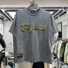 Men's T Shirts Washed Oversized Vintage T-Shirt Men Women 3D Embroidery Letters Shirt Tops Tee