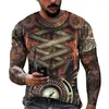 Men's T-skjortor Vintage Men's T-shirts 3D-klocka Tryckt Crew Neck Kort ärm Topps Street Hip Hop Shirt Overized Tee Men Clothing Top