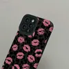 Custodie per cellulari Custodia per telefono con stampa leopardata sexy rosa labbra baciate per iPhone 14 13 12 11 Pro Max 7 8 Plus X XS XR Custodia morbida in silicone Leopard Cover L 230731..