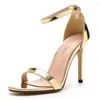 Scarpe eleganti 11cm Plus Size 35-44 Summer Square Toe Slingbacks Donna Oro Sexy Tacchi alti Party Thin Sandalias De Mujer