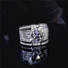 Bröllopsringar Luxury Big Stone AAAAA Cubic Zirconia Silver för män och kvinnor Princess Male Zircon 925 Ring Smycken SZ 613 230801