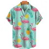 Chemises décontractées pour hommes canard impression 3d vêtements hommes mode à manches courtes plage garçons chemisier à boutonnage simple chemise hawaïenne