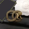 Retro Designer Gold Luxury Brooch Women Letter Rhinestone Brooches Suit Pin Fashion Jewelry Clothing Decoration High Quality Accessories 20Style