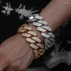 Link bransoletki 30 mm duże ciężkie hip hop 5a cZ Stone utwardzony bling lodowany solidny łańcuch Rhombus Cubus Miami dla mężczyzn biżuteria raper