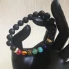 Strand 7 Chakra Bracelet 8MM Lava Stone Stretch Healing Energy Wrist Mala para equilibrar y alinear los Chakras Yoga