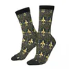 Meias masculinas douradas design flor de lis meias masculinas femininas meias de poliéster personalizáveis divertidas