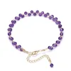 Armreif aus Naturstein, violetter Amethyst, Kupferdraht, doppellagig, handgefertigt, gewebte Armbänder für Frauen, Heilung, Yoga, spirituelle Armreifen, 4 mm