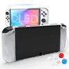 Console And Accessories Case With Tempered Glass Screen Protector And Thumb Caps For Switch OLED