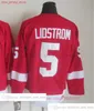 Movie Vintage Hockey 5 Nicklas Lidstrom Jerseys CCM Embroidery 9 Gordie Howe 4 Gordie Howe 7 Ted Lindsay 10 Alex Delvecchio Jersey Red White Green Men