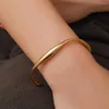 Pulseira leve de luxo 2 cores em forma de C aberta para mulheres, meninas, moda, aço sem cetim, sem desbotamento, joias, presentes