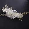 Hair Clips White Flower Comb Hairpins Accessories Women Bride Headdress Bridal Wedding Jewelry Engagement Party Gifts