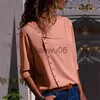 Blusas de mujer Camisas Hot 2018 Moda 7 colores Botones Blusa de manga larga irregular Mujeres Blusas de otoño sexy Camisas con cuello sesgado Tops amarillos para mujer J230802