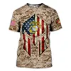 Męskie koszule T-TOP TOP AMERICAN T-Shirt Flaga noszenia Stanów Zjednoczonych Modna okrągła szyja Odzież z krótkim rękawem 2023