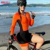 Ensembles de maillots de cyclisme MLC Monos Mujer Triathlon Combinaison de cyclisme pour femmes le costume de petit singe rose Vêtements de vélo pour femmes à manches longues 230801