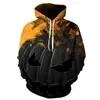 Herrtröjor 2023 Halloween huvtröja tröja mode av hög kvalitet design ond pumpa skalle 3 d tryckt hoodie svart