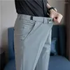 Männer Hosen 2023 Plus Größe Solide Bequeme Elastische Taille Slim Fit Business Büro Freizeit Sozialen Trend Knie Lange