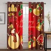 Curtain Chrismas Happy Years Red Santa Claus Gifts 2 Pieces Thin Window Curtains For Living Room Bedroom Drape Decor