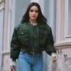 Jaquetas femininas elegantes senhora outono inverno merodi verde jaqueta curta fashion manga longa com zíper jaqueta bomber outwear casaco feminino 230801