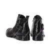 Christia Bella Fashion Brock Carving Men Ankle Boots Black Genuine Leather Motorcycle Short Boots Male Business Formal Shoes