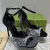 Rhinestone decoration stiletto sandals Women's ankle strap open toe pumps Gladiator Party Evening Dress Shoes Luxury Designer high heels factory footwear with box