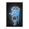 Banksy Art Canvas Schilderij Geld Regen Neon Paraplu Meisje Abstracte Posters Wall Art Foto Woonkamer Woondecoratie Frameloze w06