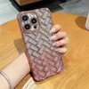 Mobiltelefonfodral Luxury Plating Glitter Gradient Grid Weaving Texture Transparent fodral för iPhone 14Pro 11 12 13 14 Pro Max Soft stockproof Cover L230731