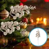 Flores decorativas, 10 Uds., ramas artificiales de madera de pino, tallo de bayas falsas, relleno de purpurina, decoraciones para árboles de Navidad, corona de espuma