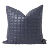 Pillow Modern Minimalist Living Room Sofa Blue Checkered Nordic Light Luxury Leather Embroidered Thread