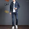 Men's Tracksuits Spring And Autumn Denim Suit Youth Casual Loose Large Size Versatile Student Trend Outerwear Cool Jacket