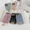 Cell Phone Cases Fashion Cute Electroplating Bracket Bear Mobile Phone Case For iPhone 14 13 12 11 Pro Max X Xr Xs 8 7 Camera Protector Cover L230731