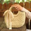 Aufbewahrungstaschen Spitze Bowtie Woven Bag Damen Vine Grass Beach Handheld Umhängetasche