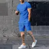 Erkek Trailtsits 2023 Yaz Takım Kıyafet T-Shirt Şort 2 Parçalı Set Set Rahat Nefes Alabilir Spor Giyim 3D Baskı Moda Roman Kısa Kollu Üst