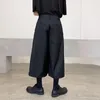 Pantaloni da uomo Causali Gamba larga Pantaloni dritti alla moda larghi Streetwear giapponese Culottes scure Lunghezza al polpaccio per uomo