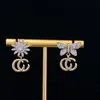 Luxus Gold Ohrstecker Designer für Frauen Creolen Schmuck Vintage Anhänger Ohrringe Diamant Blume Libelle Schmetterling Ohrringe Geschenk Verlobung