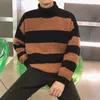 Kobiety swetry jesień/zima męski sweter gęsty hedging pasiaste pullover koreańskie preppy luźne modne strej streetwear