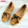 Отсуть обувь Kzzo Real Natural Direnuine Leather Flat's Moccasins Fashion Casual Loafers Женское весеннее лето 230801