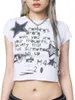 Women's Tanks Women Retro Style Short Sleeve T-Shirts With Unique Graphic Prints Crewneck Crop Tops For Kawaii Aesthetic And E-Girl Fashion