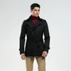 Trench Coats Masculino Casaco Primavera Outono Trespassado Moda Britânica Magro Negócios Casual Roupas Curtas Casaco Masculino Azul Preto