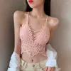 Camisoles Tanks Sexiga underkläder Kvinnor BRA Tubs Tops Fashion Hollow Out Top Lace Girl Outer Tank Up Female Crop Underwear