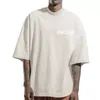 Men's T Shirts 230g Embossed Cotton T-shirts O-Neck Dropshoulder Half Sleeve Tee Oversized Blank Plus Size Contrast Seam College Top