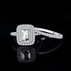 Pierścienie ślubne Biżuteria 925 Sterling Silver Halo Band zaręczyny Zestaw zaręczynowy dla kobiet 2 9CT Emerald Cut Aaaaa CZ Biżuteria modowa 230802