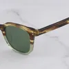 Sonnenbrille Vintage quadratische Brillengestell Herren Schattierungen klassisches Patchwork-Design Handarbeit gestreift grün Acetat Solar für Damen