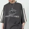 メンズTシャツY2K韓国人男性通りの手紙グラフィックアキュビハラジュクエグリール半袖グランジ美学特大のトップスalt衣服230802